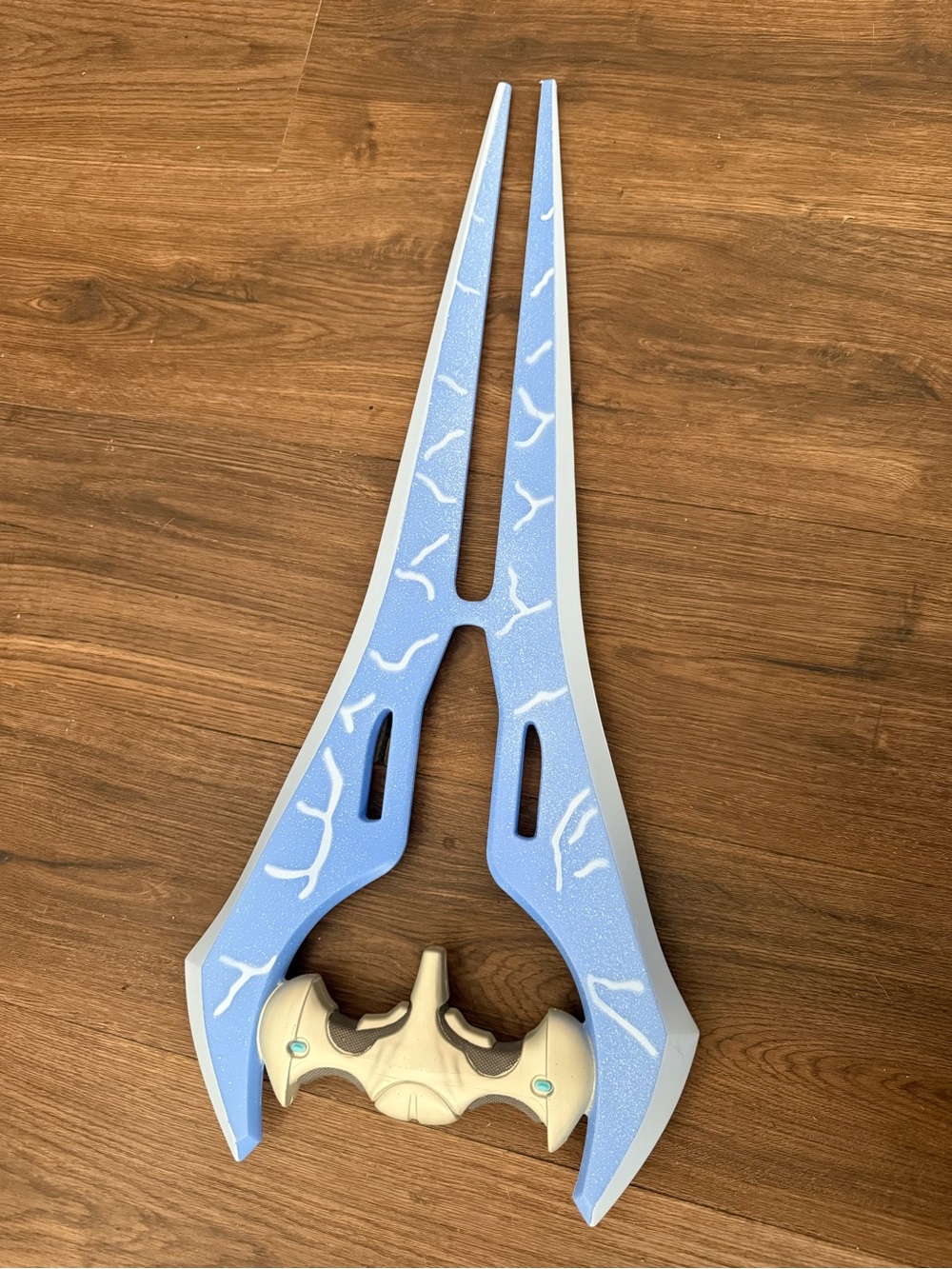 Blue Decorative Double-Pronged Fantasy Sword plastic like new HALO video game